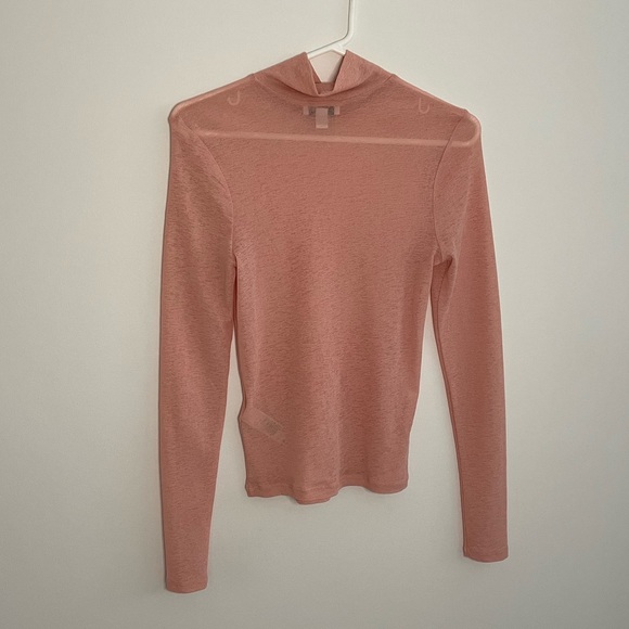Opaque pink mock neck long-sleeve - Picture 2 of 3